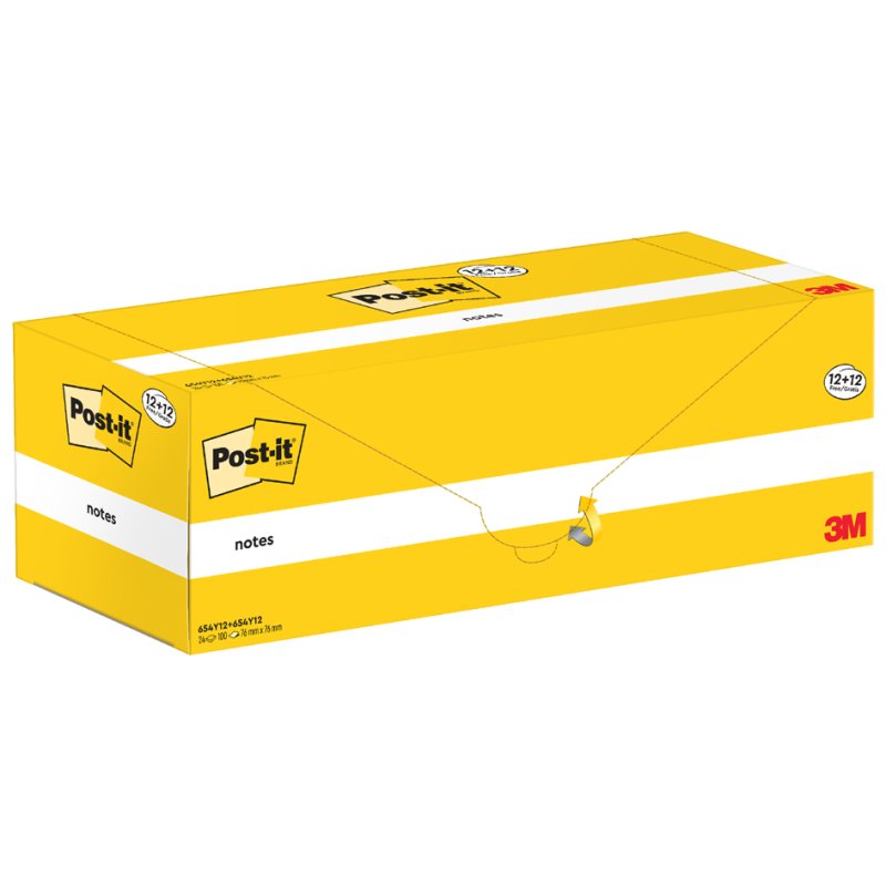 Post-it bloc-notes adhésifs, 76×76 mm, jaune, 24 blocs